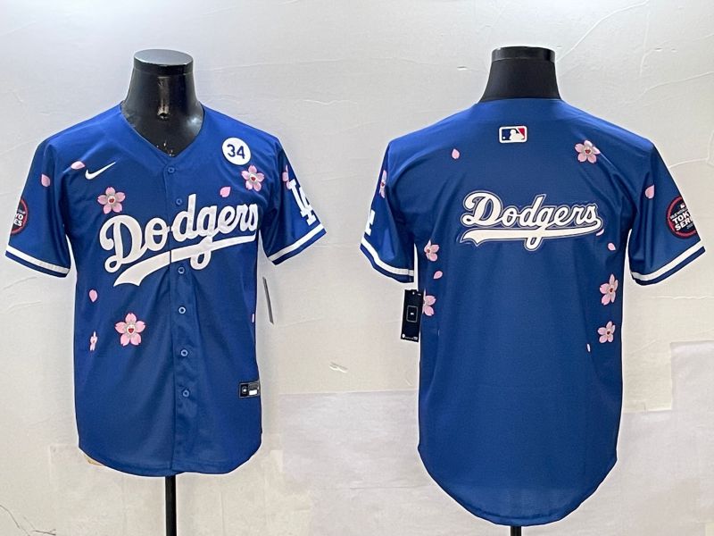 Men Los Angeles Dodgers Blank Blue Sakura Edition 2025 Nike MLB Jersey style 16->los angeles dodgers->MLB Jersey